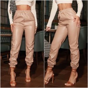 Nude Vegan leather Jogger Lounge Pants